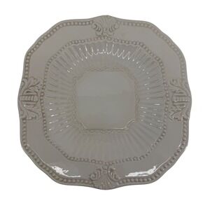 American‎ Atelier Bianca Baroque Square Dinner Plate Cream Scalloped 10.75" NEW